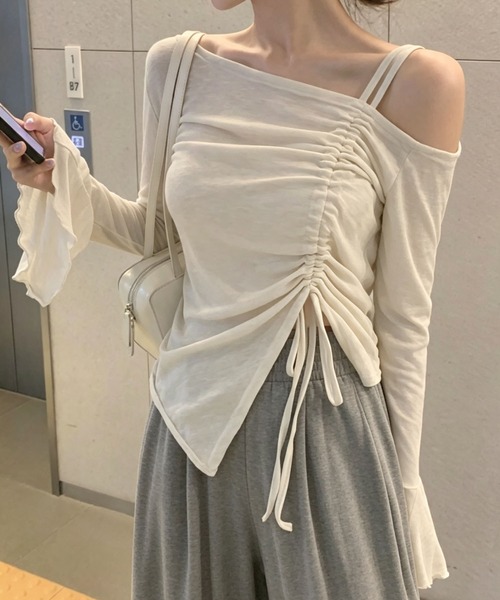 MAISON DE THERESE(メゾン ド テレーズ)の「オフショルダー ギャザードローコード フレアスリーブ ロンT(シャツ/ブラウス・レディース・Black/GRAY/White・M)」の20枚目の写真