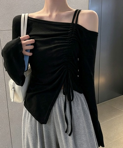 MAISON DE THERESE(メゾン ド テレーズ)の「オフショルダー ギャザードローコード フレアスリーブ ロンT(シャツ/ブラウス・レディース・Black/GRAY/White・M)」の14枚目の写真