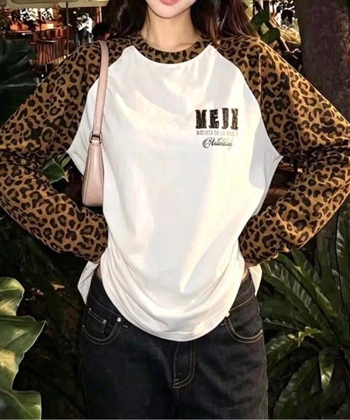 SHEENA(シーナ)の「【秋冬新作】アソート柄刺繍ロゴラグランロンT(Tシャツ/カットソー・レディース・カーキ/ブラウン・M)」の7枚目の写真
