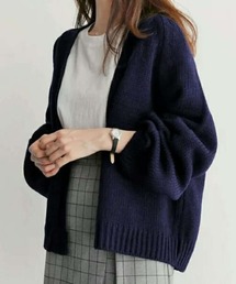 ざっくり編みボリューム袖ルーズニットカーディガン/ニットガウン/秋服/冬服