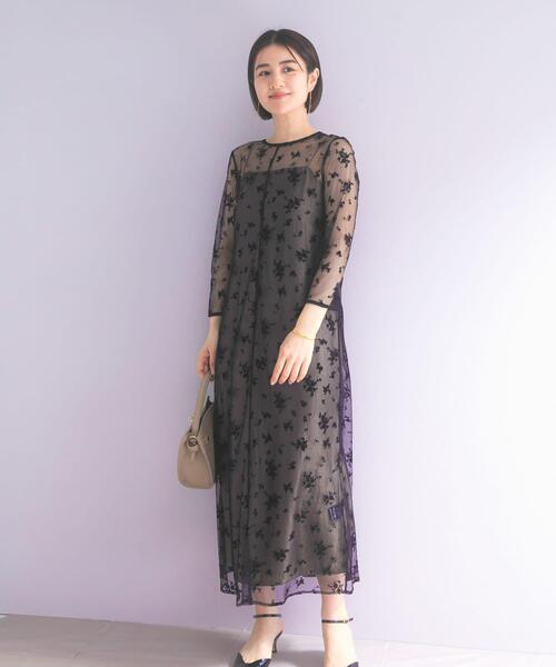URBAN RESEARCH ROSSO WOMEN（アーバンリサーチ　ロッソ）の「kaene　フロッキーサテン2WAYドレス（ワンピース・レディース・ブラック系その他・36）」の6枚目の写真
