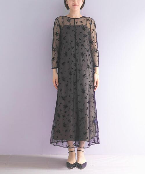 URBAN RESEARCH ROSSO WOMEN（アーバンリサーチ　ロッソ）の「kaene　フロッキーサテン2WAYドレス（ワンピース・レディース・ブラック系その他・36）」の8枚目の写真