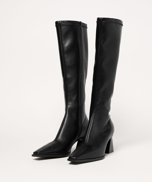 SY UNITED ARROWS(シーユナイテッドアローズ)の「<SY>スクエアストレッチ ロングブーツ60↑(ブーツ・レディース・グレー/ブラック・22cm/23cm/22.5cm/25cm/24.5cm/24cm/23.5cm)」の3枚目の写真