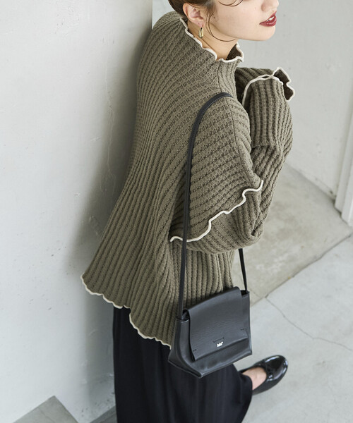 FREAK'S STORE(フリークスストア)の「限定展開 ヘビー ワッフル メロー ハイネック ニット(ニット/セーター・レディース・ピンク/ブルー/ナチュラル/ブラック/ネイビー/ブラウン/オリーブ・フリ-)」の9枚目の写真