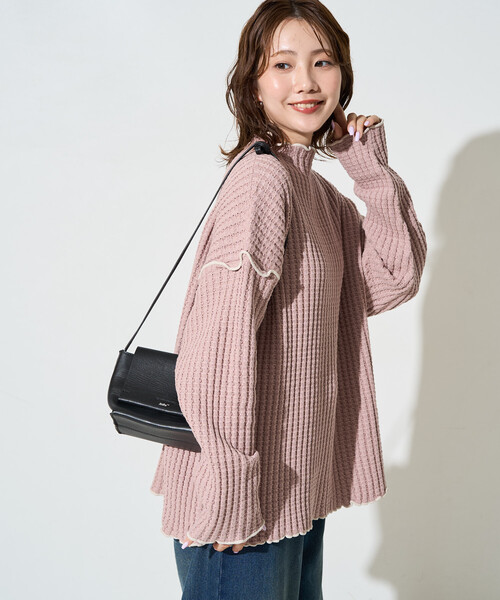 FREAK'S STORE(フリークスストア)の「限定展開 ヘビー ワッフル メロー ハイネック ニット(ニット/セーター・レディース・ピンク/ブルー/ナチュラル/ブラック/ネイビー/ブラウン/オリーブ・フリ-)」の15枚目の写真