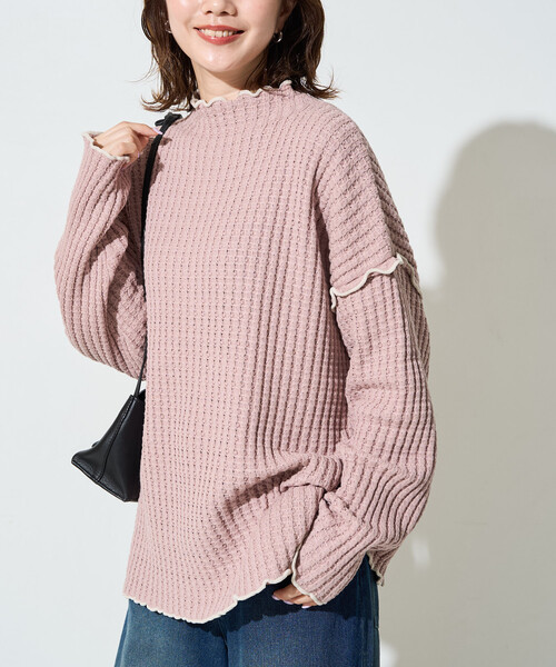 FREAK'S STORE(フリークスストア)の「限定展開 ヘビー ワッフル メロー ハイネック ニット(ニット/セーター・レディース・ピンク/ブルー/ナチュラル/ブラック/ネイビー/ブラウン/オリーブ・フリ-)」の16枚目の写真