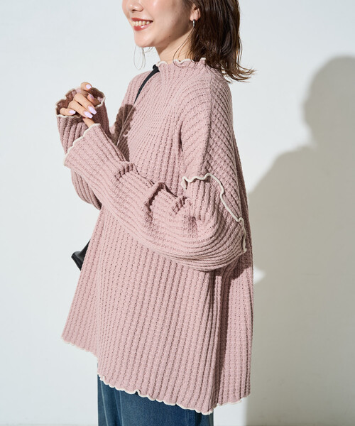 FREAK'S STORE(フリークスストア)の「限定展開 ヘビー ワッフル メロー ハイネック ニット(ニット/セーター・レディース・ピンク/ブルー/ナチュラル/ブラック/ネイビー/ブラウン/オリーブ・フリ-)」の19枚目の写真