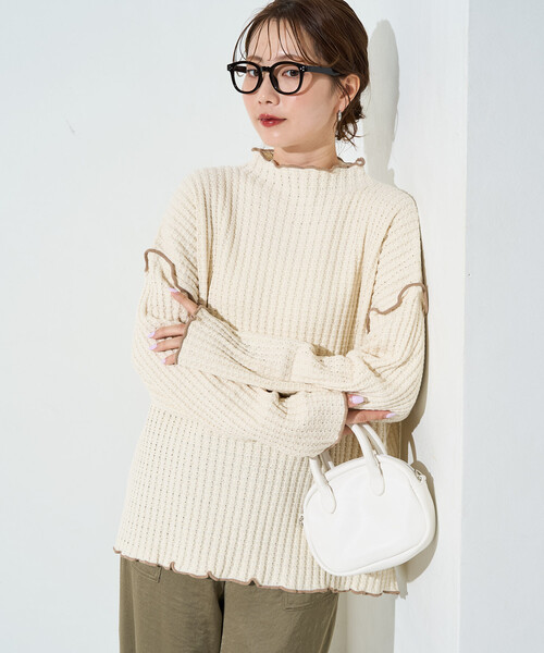 FREAK'S STORE(フリークスストア)の「限定展開 ヘビー ワッフル メロー ハイネック ニット(ニット/セーター・レディース・ピンク/ブルー/ナチュラル/ブラック/ネイビー/ブラウン/オリーブ・フリ-)」の22枚目の写真