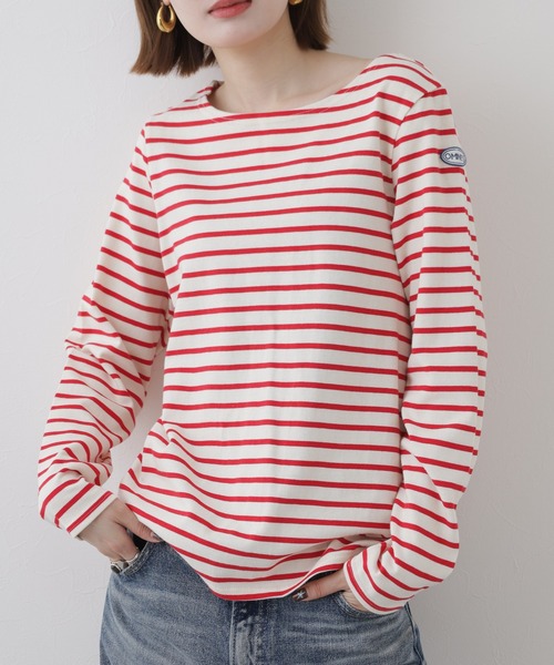 OMNES(オムネス)の「コットン長袖ボーダーTシャツ(Tシャツ/カットソー・レディース・ベージュ/ベージュ×ブラック/ホワイト×ピンク/ホワイト×ネイビー/ベージュ系その他/マルチ/ベージュ系その他2/ブラウン・M)」の7枚目の写真