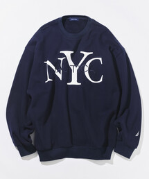 NAUTICA/ノーティカ リラックスフィット NYCロゴ クルーネックスウェット