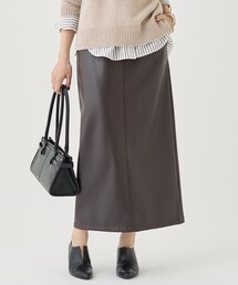 【トレンド感◎/大人の光沢感】レザー調ナロースカート