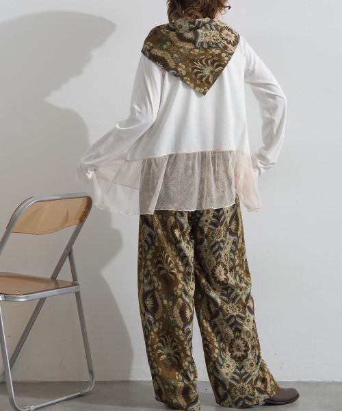 le colis(ルコリ)の「天竺×ストレッチレース・ドットチュール 裾ヘムレースプルオーバー(Tシャツ/カットソー・レディース・オフホワイト/チャコールグレー/ホワイト/ブラック・FREE)」の17枚目の写真