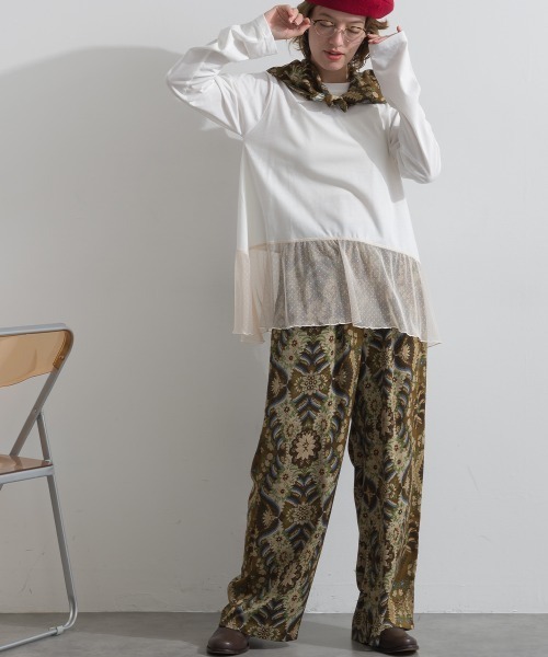 le colis(ルコリ)の「天竺×ストレッチレース・ドットチュール 裾ヘムレースプルオーバー(Tシャツ/カットソー・レディース・オフホワイト/チャコールグレー/ホワイト/ブラック・FREE)」の19枚目の写真