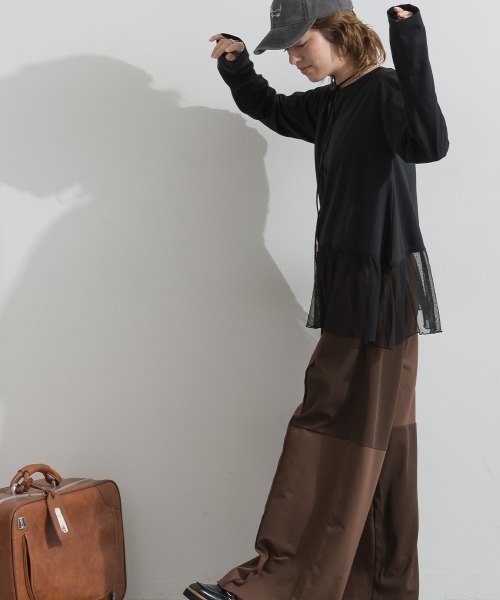 le colis(ルコリ)の「天竺×ストレッチレース・ドットチュール 裾ヘムレースプルオーバー(Tシャツ/カットソー・レディース・オフホワイト/チャコールグレー/ホワイト/ブラック・FREE)」の21枚目の写真