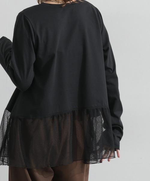 le colis(ルコリ)の「天竺×ストレッチレース・ドットチュール 裾ヘムレースプルオーバー(Tシャツ/カットソー・レディース・オフホワイト/チャコールグレー/ホワイト/ブラック・FREE)」の22枚目の写真
