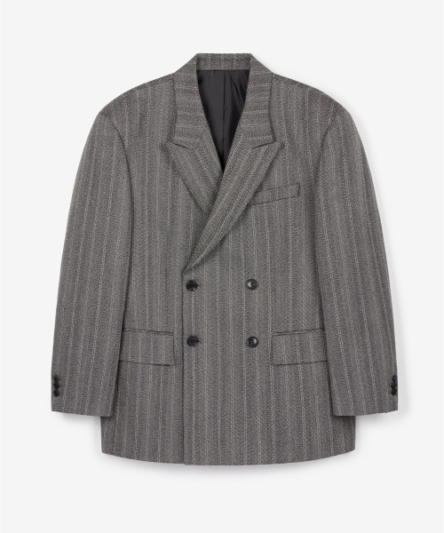 TNGT(ティーエヌジーティー)の「Herringbone Structure Wool Double Jacket (Grey) TNJA6F103G2(テーラードジャケット・メンズ・その他・100/110/95/105)」の2枚目の写真