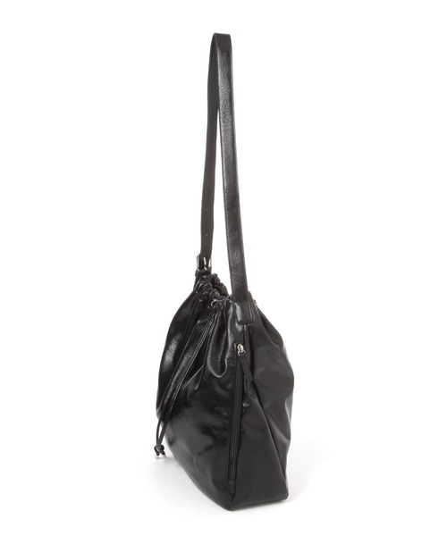 LAKOLE(ラコレ)の「フェイクレザードロスト巾着BAG / 1077399(ハンドバッグ・レディース・ブラック/オフホワイト/モカ・FREE)」の4枚目の写真