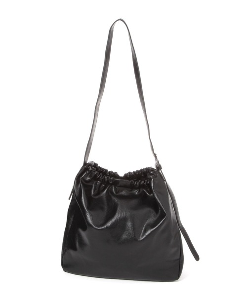 LAKOLE(ラコレ)の「フェイクレザードロスト巾着BAG / 1077399(ハンドバッグ・レディース・ブラック/オフホワイト/モカ・FREE)」の5枚目の写真