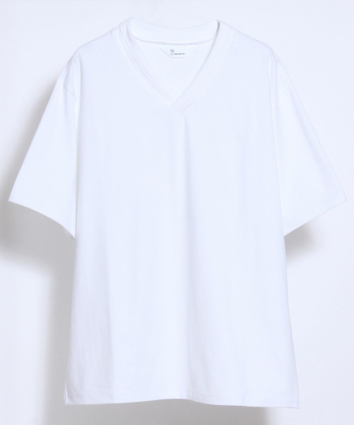 10 by juha stable garments(テンバイユハ ステーブルガーメンツ)の「DOUBLE BINDER V-NECK TEE(Tシャツ/カットソー)」|ホワイト