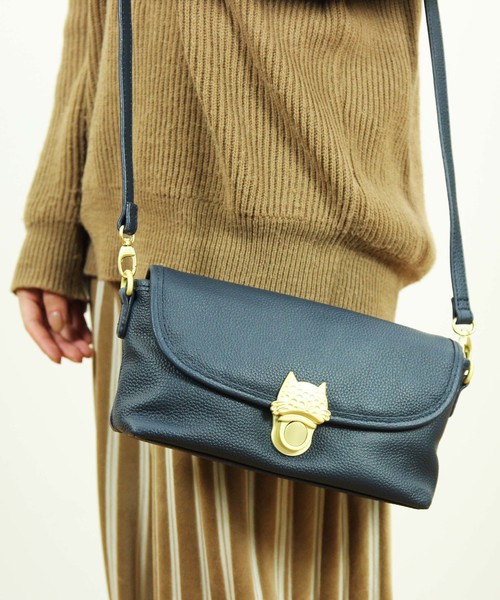 tsumori chisato CARRY（ツモリチサトキャリー）の「カリヤネコ　ショルダーバッグ（ショルダーバッグ・レディース・ブラック/ベージュ/ブラウン/グリーン/ネイビー/ボルドー/カーキ/サックスブルー/パープル・FREE）」の6枚目の写真