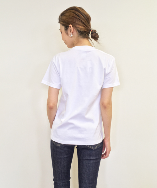 X-girl（エックスガール）の「CHIPPED LOGO S/S TEE /Tシャツ/TEE/無地/ミルズロゴ/半袖/シンプル/夏/人気（Tシャツ/カットソー・レディース・ホワイト/ネイビー/アッシュ・2/1）」の6枚目の写真