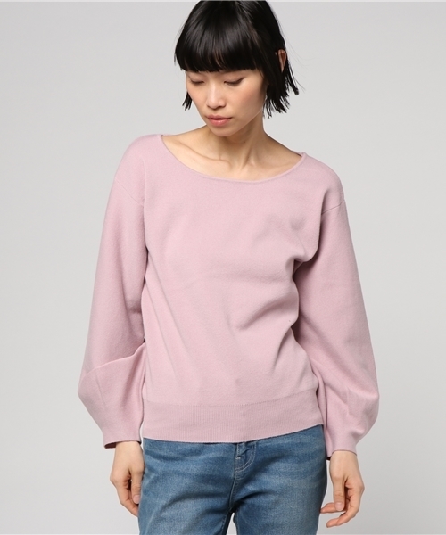 Omekashi（オメカシ）の「袖ボリュームニット（ニット/セーター・レディース・オフホワイト/ブラック/ライトグレー/ピンク・ﾌﾘ-）」の4枚目の写真