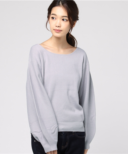 Omekashi（オメカシ）の「袖ボリュームニット（ニット/セーター・レディース・オフホワイト/ブラック/ライトグレー/ピンク・ﾌﾘ-）」の3枚目の写真