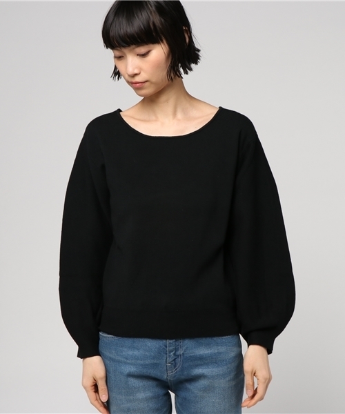 Omekashi（オメカシ）の「袖ボリュームニット（ニット/セーター・レディース・オフホワイト/ブラック/ライトグレー/ピンク・ﾌﾘ-）」の5枚目の写真