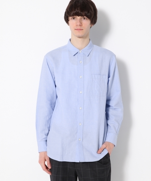 GLOBAL WORK(グローバルワーク)の「フレンチリネンコットンシャツ長袖/736600(シャツ/ブラウス・メンズ・ブラウン/グリーン/レッド/ネイビー/ホワイト/ブルー・MEDIUM/X-LARGE/SMALL/LARGE)」の5枚目の写真