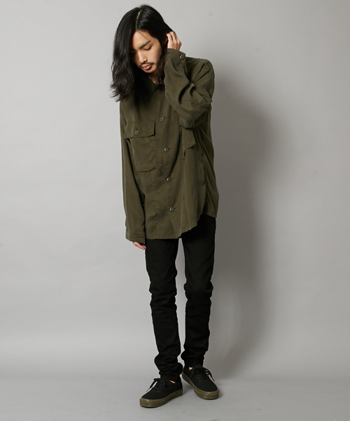 AMERICAN RAG CIE（アメリカンラグシー）の「テンセル 長袖ファティーグシャツ（シャツ/ブラウス・メンズ・オリーブ・2/1/3）」の4枚目の写真