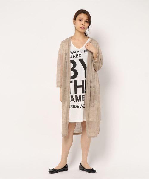 GeeRA（ジーラ）の「スラブ素材カーデビッグＴシャツワンピセッ（セットアップ・レディース・ネイビー/モカ・SMALL/MEDIUM）」の6枚目の写真