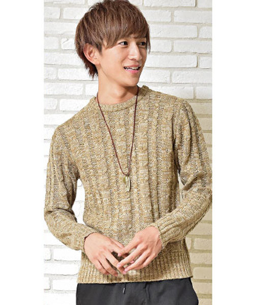 MinoriTY（マイノリティ）の「ケーブルクルーネックニット（ニット/セーター・メンズ・オフホワイト/ブラック系その他2/レッド/ロイヤルブルー/グレー系その他/グレー系その他3/ホワイト系その他/ブラック系その他3/ブラック/レッド系その他/レッド系その他2/ベージュ系その他/ブラック系その他/グレー系その他2/ブルー系その他/ブルー系その他3/ブルー系その他2・M/XL/L）」の10枚目の写真