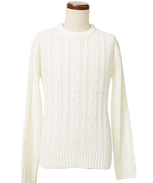 MinoriTY（マイノリティ）の「ケーブルクルーネックニット（ニット/セーター・メンズ・オフホワイト/ブラック系その他2/レッド/ロイヤルブルー/グレー系その他/グレー系その他3/ホワイト系その他/ブラック系その他3/ブラック/レッド系その他/レッド系その他2/ベージュ系その他/ブラック系その他/グレー系その他2/ブルー系その他/ブルー系その他3/ブルー系その他2・M/XL/L）」の22枚目の写真