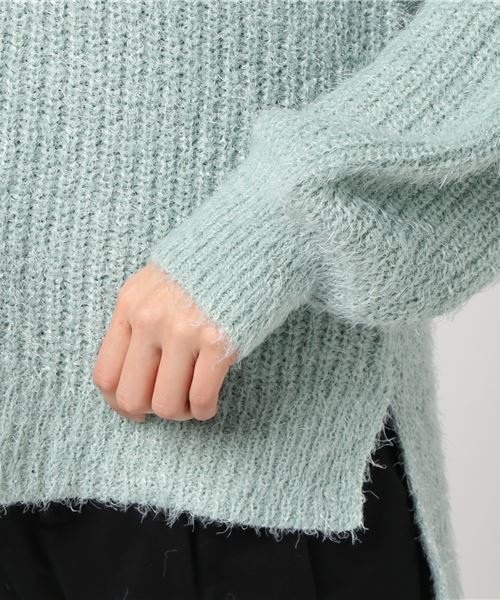 earth music&ecology（アースミュージックアンドエコロジー）の「・シャギーVネックニットプルオーバー（ニット/セーター・レディース・ライトグレー/ベージュ/ネイビー/オフホワイト/ミント/ピンクベージュ・FREE）」の11枚目の写真