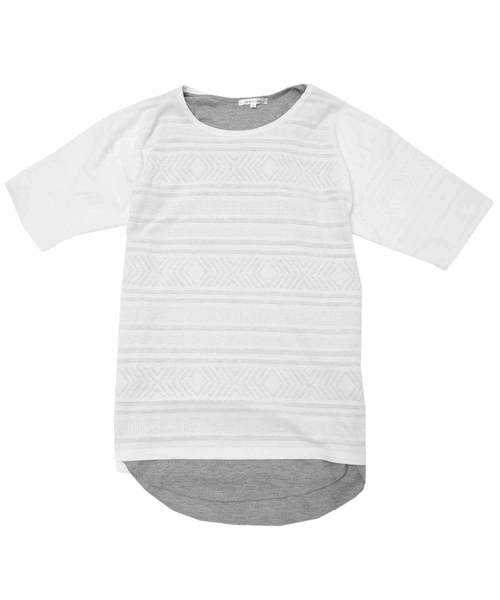 MinoriTY(マイノリティ)の「ジャガードビッグTシャツ ロングタンクトップ 2点セット アンサンブル(Tシャツ/カットソー・メンズ・ホワイト/グレー/ブラック・M/L)」の9枚目の写真