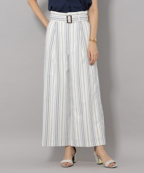 Andemiu（アンデミュウ）の「ムジガラワイドパンツ801077（その他パンツ・レディース・ベージュ/オフホワイト/アイボリー/グリーン・MEDIUM/SMALL）」の2枚目の写真