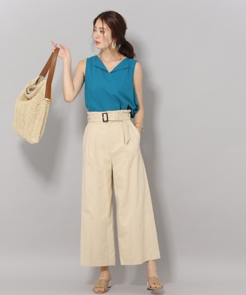 Andemiu（アンデミュウ）の「ムジガラワイドパンツ801077（その他パンツ・レディース・ベージュ/オフホワイト/アイボリー/グリーン・MEDIUM/SMALL）」の9枚目の写真