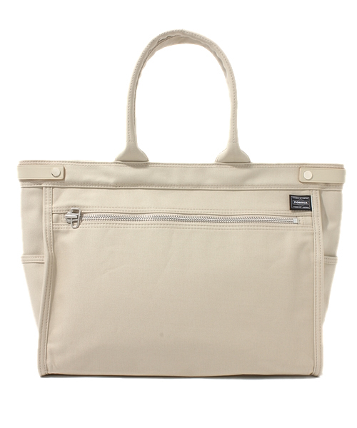 PORTER(ポーター)の「PORTER GIRL NAKED TOTE BAG MEDIUM <B印 YOSHIDA SELECT>(トートバッグ・レディース・ベージュ/レッド/ネイビー・ONE SIZE)」の2枚目の写真
