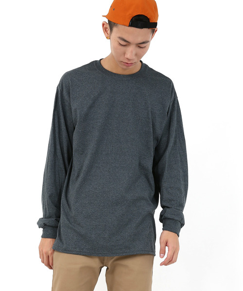 GILDAN（ギルダン）の「GILDAN クルーネック長袖無地Tシャツ（Tシャツ/カットソー・メンズ・チャコールグレー/パープル/ネイビー/グレー/レッド/オリーブ/ナチュラル/ブルー系その他/オレンジ系その他/マルーン/アッシュグレー/ダークグレー/ピンク/ロイヤルブルー/オレンジ/ライトグリーン/サンドベージュ/ホワイト/ブラック・XL/L/M/S）」の6枚目の写真