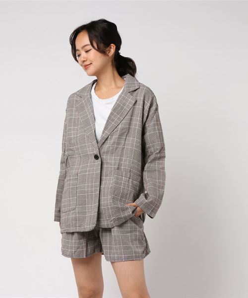 SPIGA（スピーガ）の「ﾁｪｯｸｽｰﾂｾｯﾄｱｯﾌﾟ（スーツジャケット・レディース・ブラウン/グレー・FREE）」の8枚目の写真