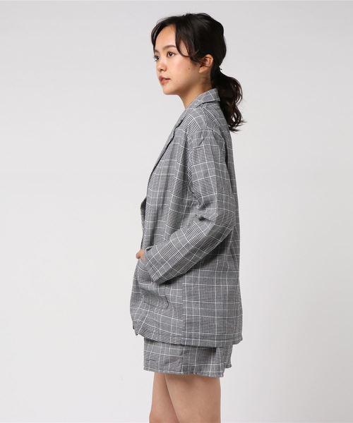 SPIGA（スピーガ）の「ﾁｪｯｸｽｰﾂｾｯﾄｱｯﾌﾟ（スーツジャケット・レディース・ブラウン/グレー・FREE）」の4枚目の写真