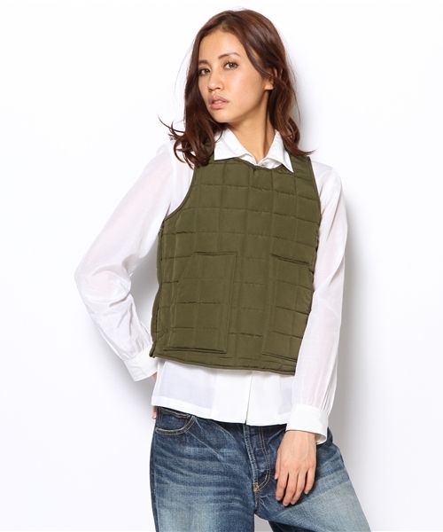 BEAMS BOY（ビームスボーイ）の「□BEAMS BOY / キルト サイドオープンベスト（ベスト・レディース・ライトブラウン/オリーブ/ブルー・ONE SIZE）」の14枚目の写真