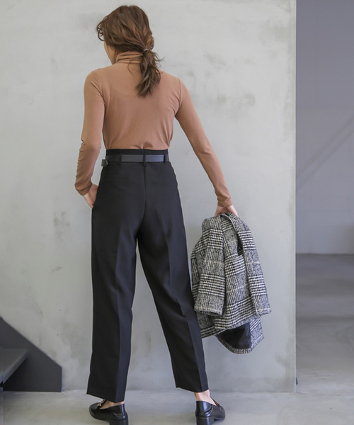 select MOCA（セレクトモカ）の「ベルトセットハイウエストパンツ(フロントホックベルト付きタックパンツ)（その他パンツ・レディース・ブラック/ブラウン・SMALL/MEDIUM）」の12枚目の写真