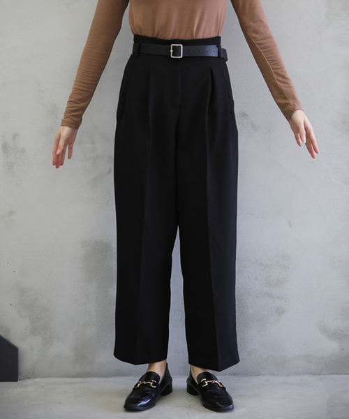 select MOCA（セレクトモカ）の「ベルトセットハイウエストパンツ(フロントホックベルト付きタックパンツ)（その他パンツ・レディース・ブラック/ブラウン・SMALL/MEDIUM）」の22枚目の写真