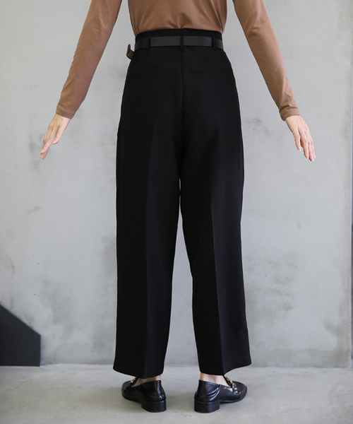 select MOCA（セレクトモカ）の「ベルトセットハイウエストパンツ(フロントホックベルト付きタックパンツ)（その他パンツ・レディース・ブラック/ブラウン・SMALL/MEDIUM）」の5枚目の写真