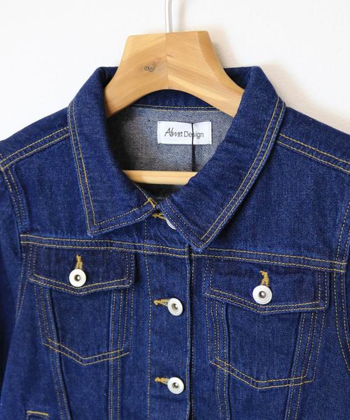 andme（アンドミー）の「デニムジャケット Gジャン（デニムジャケット・レディース・サックスブルー/インディゴブルー/ブルー・L/M）」の14枚目の写真
