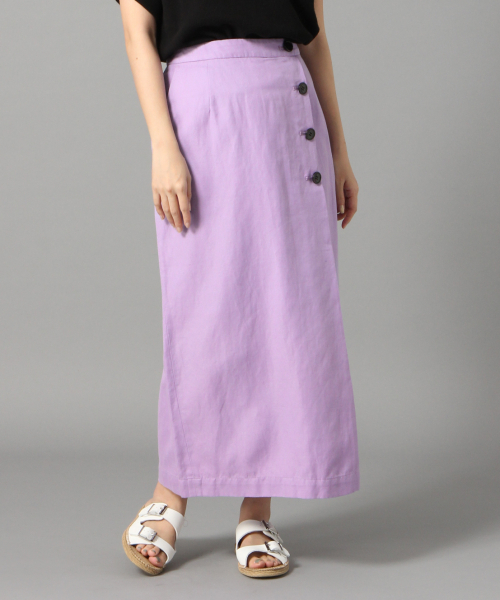 LOWRYS FARM(ローリーズファーム)の「リネンサイドボタンタイトスカート 832169(スカート・レディース・ブラック/パープル/ブラウン/グリーン/アイボリー・MEDIUM/LARGE)」の5枚目の写真