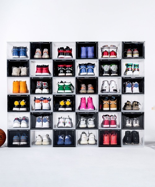 entre square（アントレスクエアー）の「bcl/シューズケース シューズボックス シューラック 縦置き 組み立て式 スタッキングディスプレイボックス（収納グッズ・レディース・クリア/ブラック・ONE SIZE/ONESIZE）」の6枚目の写真