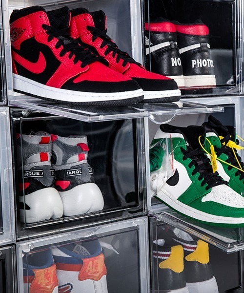 entre square（アントレスクエアー）の「bcl/シューズケース シューズボックス シューラック 縦置き 組み立て式 スタッキングディスプレイボックス（収納グッズ・レディース・クリア/ブラック・ONE SIZE/ONESIZE）」の7枚目の写真