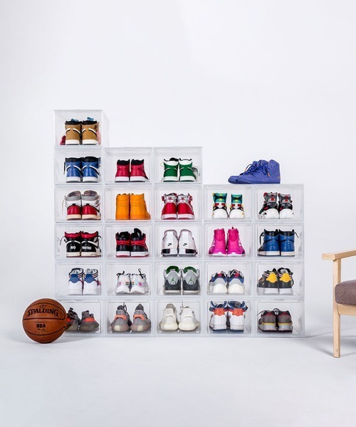 entre square（アントレスクエアー）の「bcl/シューズケース シューズボックス シューラック 縦置き 組み立て式 スタッキングディスプレイボックス（収納グッズ・レディース・クリア/ブラック・ONE SIZE/ONESIZE）」の11枚目の写真